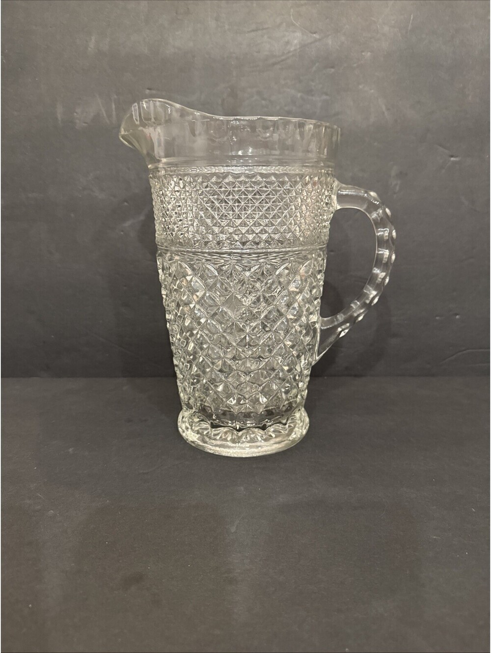Vintage Anchor Hocking Wexford Clear Pressed Glass Pitcher 9 5/8” H X 6.25” W